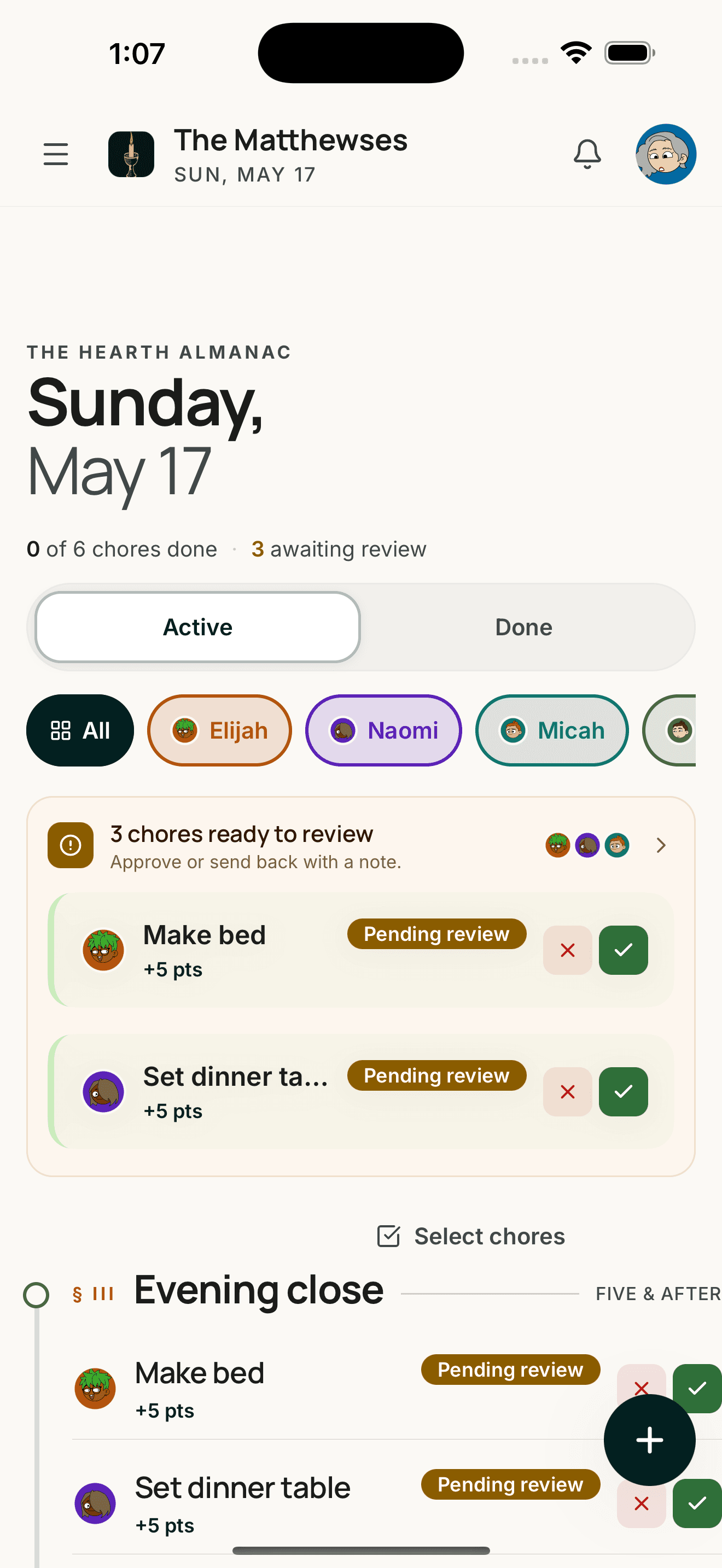 Lightstead mobile — chore board