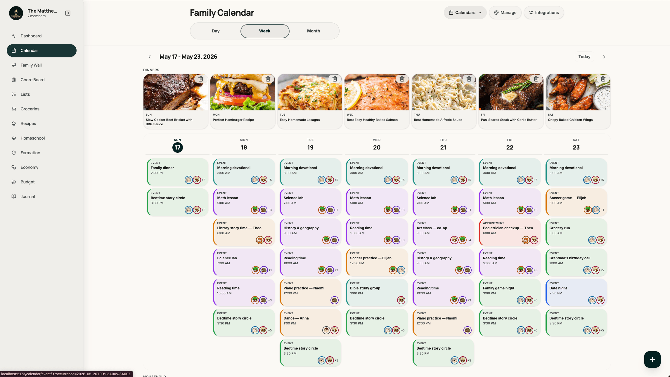 Lightstead calendar — week view with multi-account sync