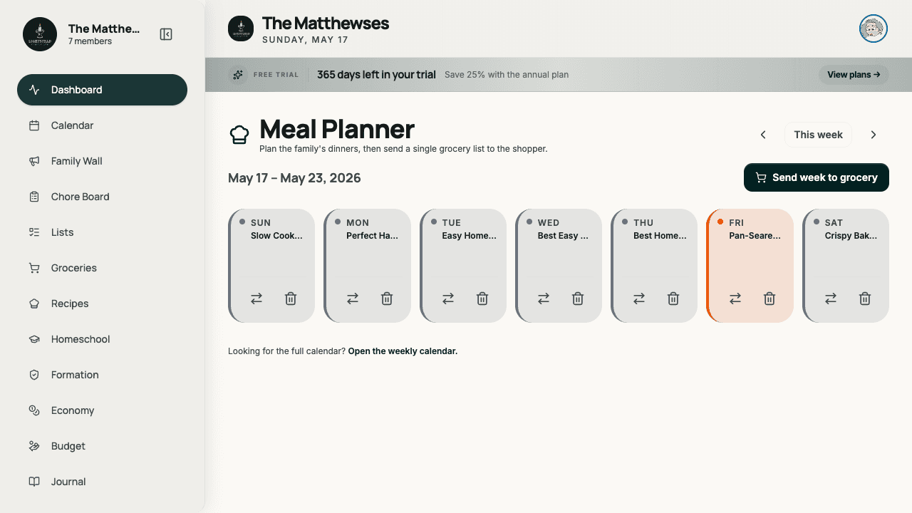 Week-plan view · /meal-plan
