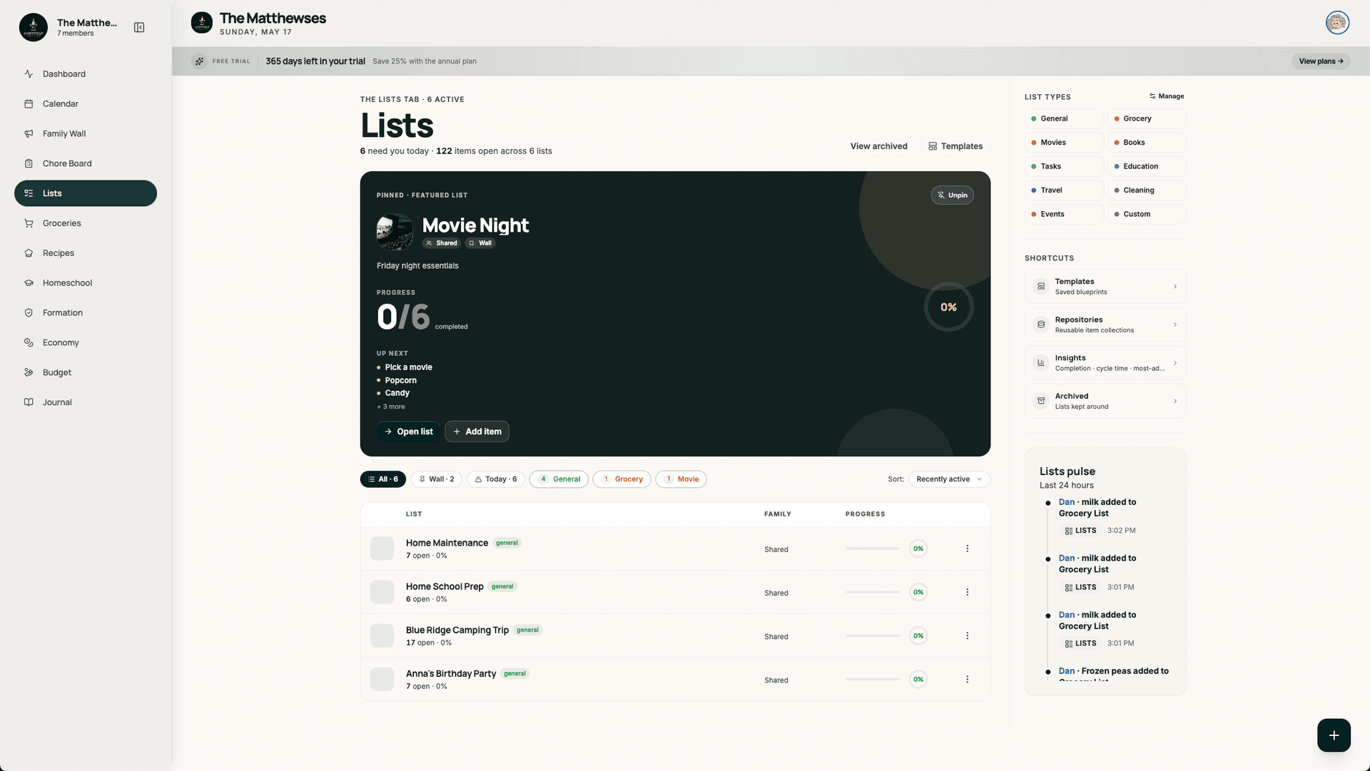 Lists hub · /lists